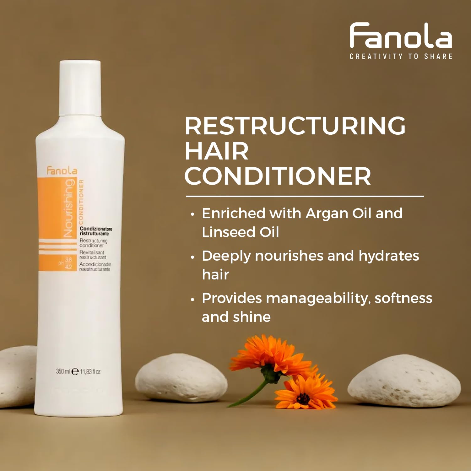 Fanola Nutri Care Restructuring Conditioner 11.8 oz - Deep Protein Conditioner for Dry, Damaged, or Chemically Treated Hair - Hydrating & Moisturizing Conditioning Formula for Soft and Silky Hair